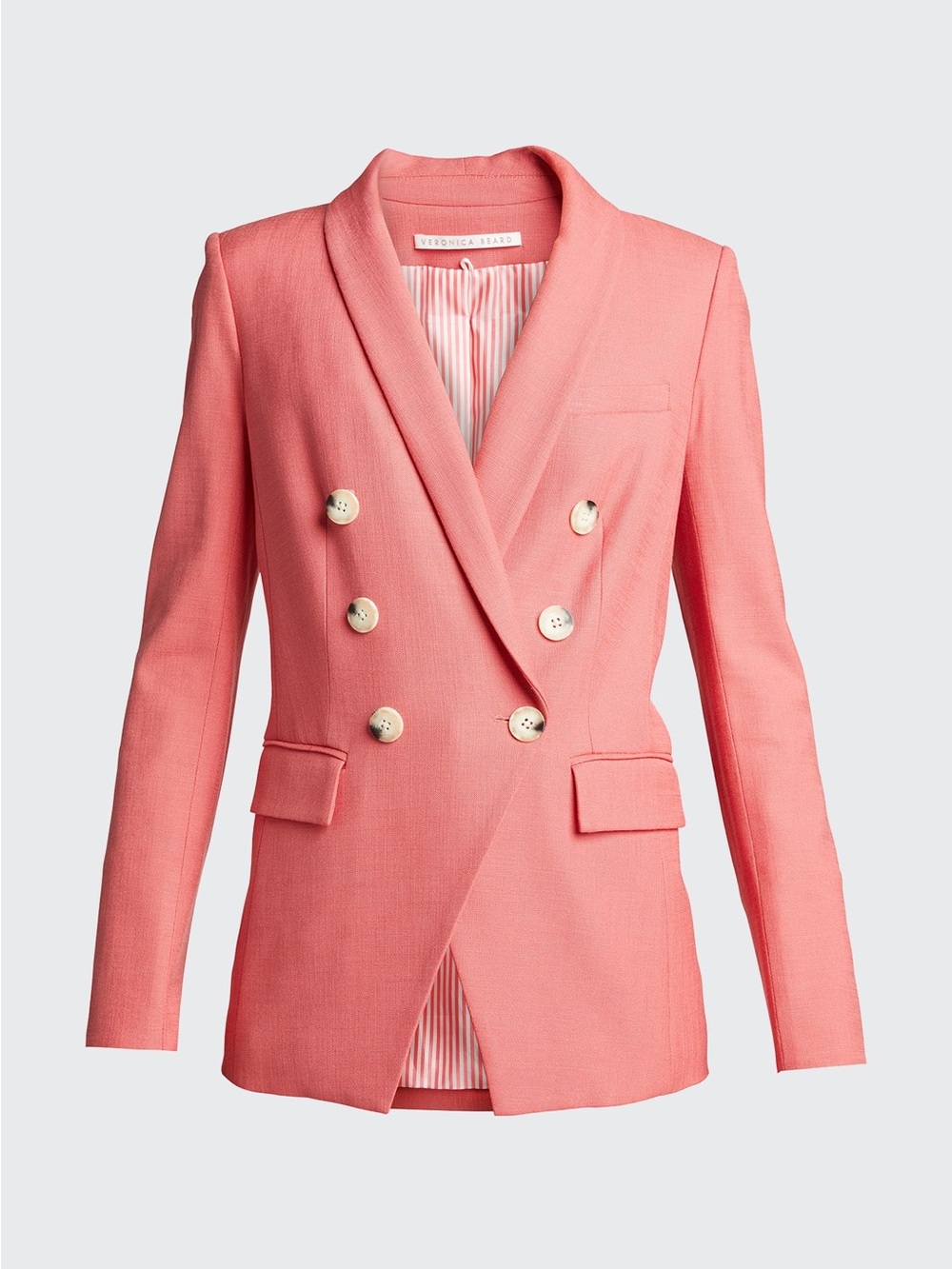 $695 Veronica Beard Oskar Coral Red Double-Breasted Dickey Jacket Blazer Size 2